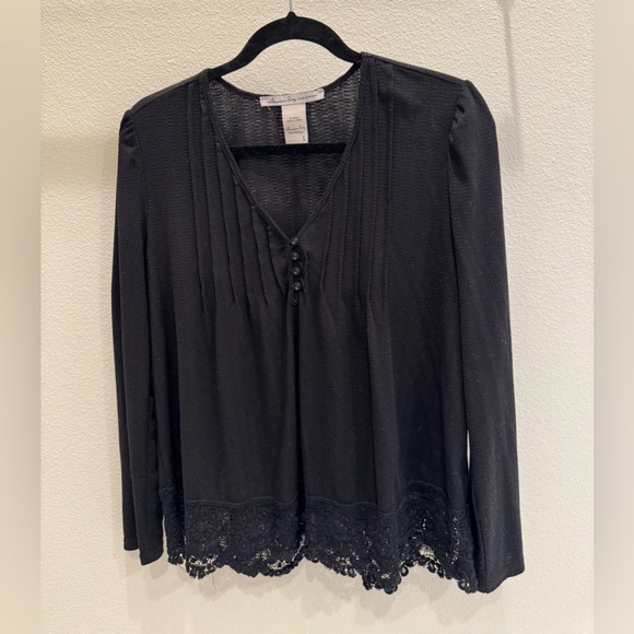 American Rag Tops - American Rag Black Blouse with Lace Hem size large